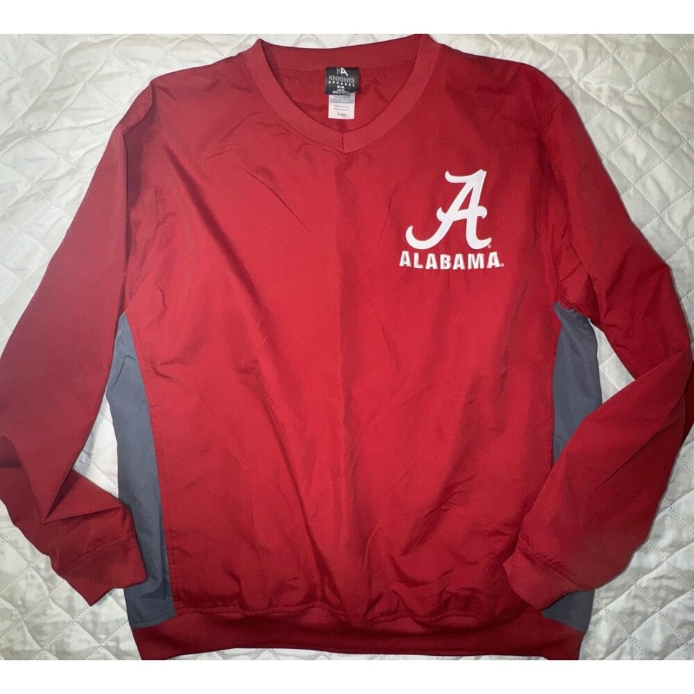 Knights Apparel Men's Alabama Crimson V-Neck Polyester Pullover Jacket M